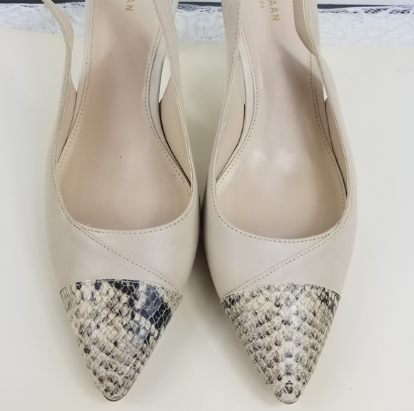 Cole Hann cream leather shoes faux snake print - Picture 1 of 8